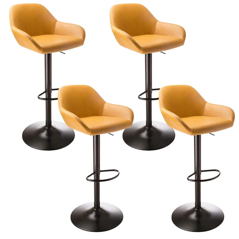 Glitzhome Mid-Century Height Adjustable Faux Leather Swivel Counter Bar Stools