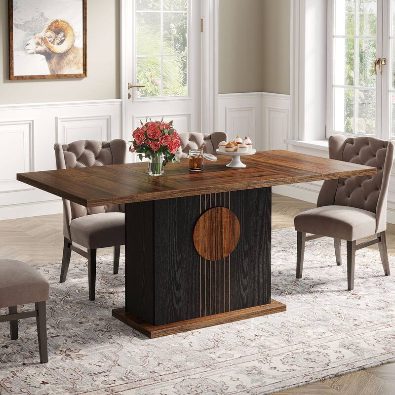 Wood Dinner Table, Kitchen Dining/Living Room Accent Dinner Table Gathering Table