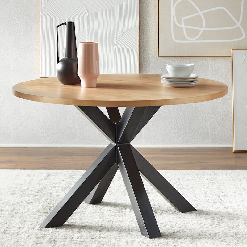 Lifestorey Gilcrest Cross Pedestal Dining Table - Natural/Black