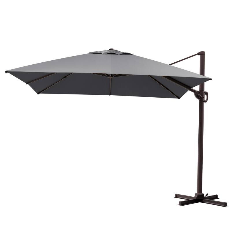 9 x11 FT LED Lighted Patio Cantilever Umbrella Double Top with Weighted Base