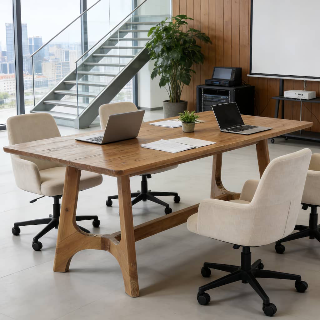62.99" Solid Wood Rectangular Conference Table for 6