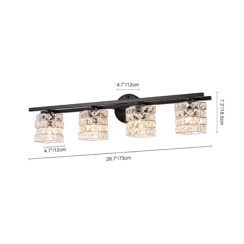 Mosaic Crystal Cube Shade Linear Bathroom Vanity Light
