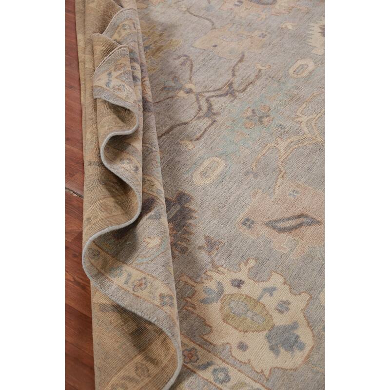 Hand Knotted Oriental 100% Wool Carpet Transitional All-Over Greys & Charcoal Oushak Area Rug - 9' 8'' X 8' 4''