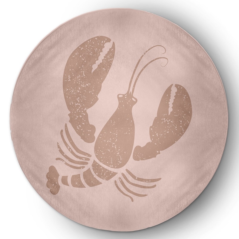 Lobster Nautical Indoor/Outdoor Rug - Mauve - 5' Round