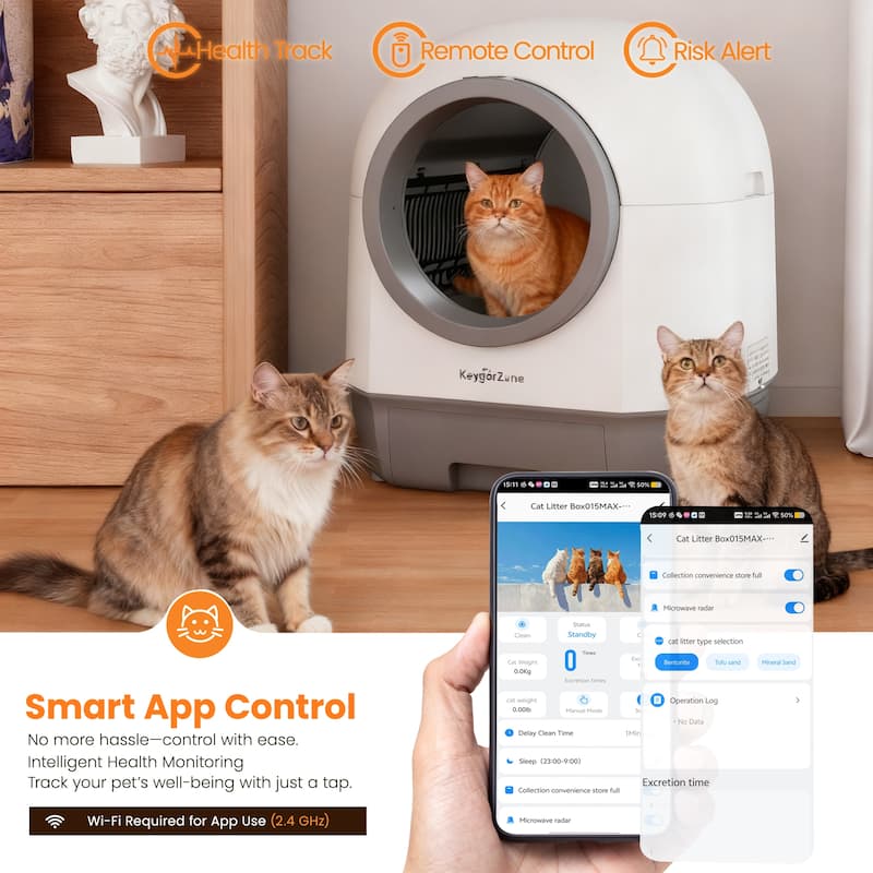 Automatic Self-Cleaning Cat Litter Box with Odor Control & App Control, White