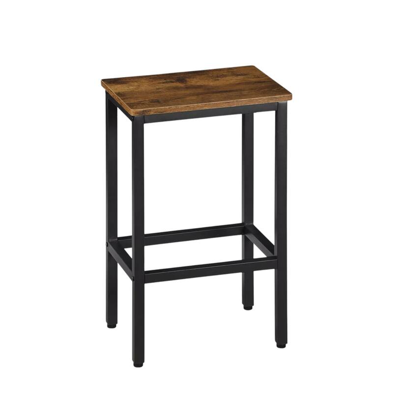 HomeRoots Set of Two 26" Brown and Black Steel and Wood Backless Counter Height Bar Chairs