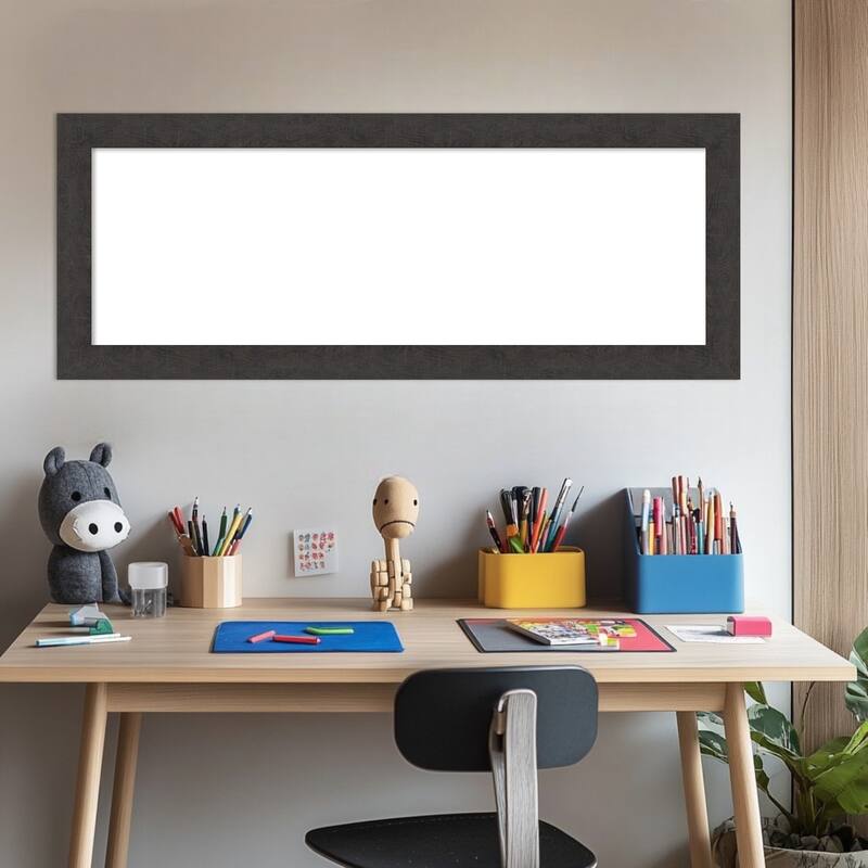 Amanti Art Rustic Plank Espresso Narrow Framed Dry Erase Magnetic Board