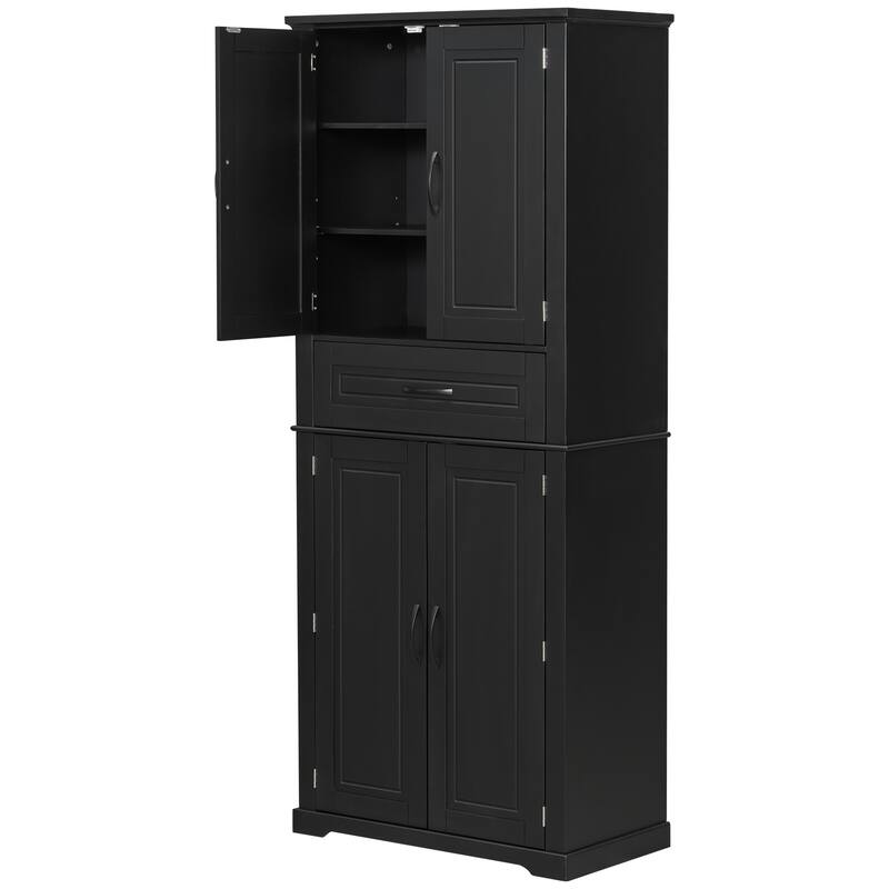 Bathroom Storage Cabinet - Multifunctional Organizer with Slide Rail Drawer & Adjustable Shelf