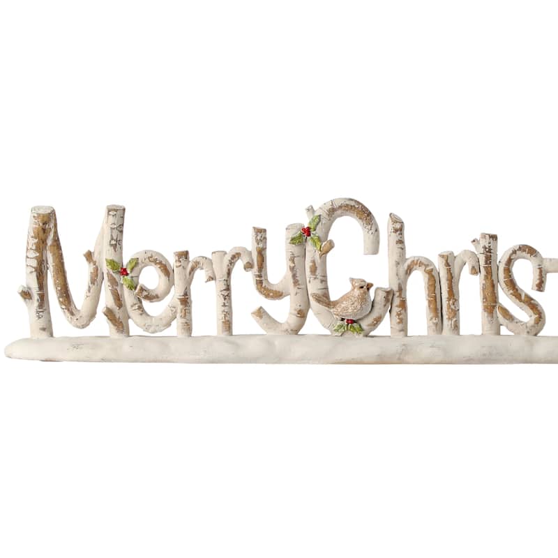 16" Resin 'Merry Christmas' Winter Plaque
