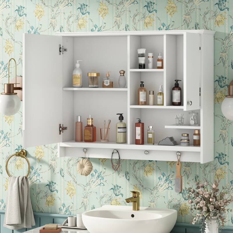 36 Inch Wall Mounted Medicine Cabinet, Bathroom Storage Cabinet with Mirror Door and Adjustabl Shelf