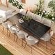 preview thumbnail 17 of 26, Outdoor Rectangle expandable sintered stone dining table is suitable for 8-10 people. Black