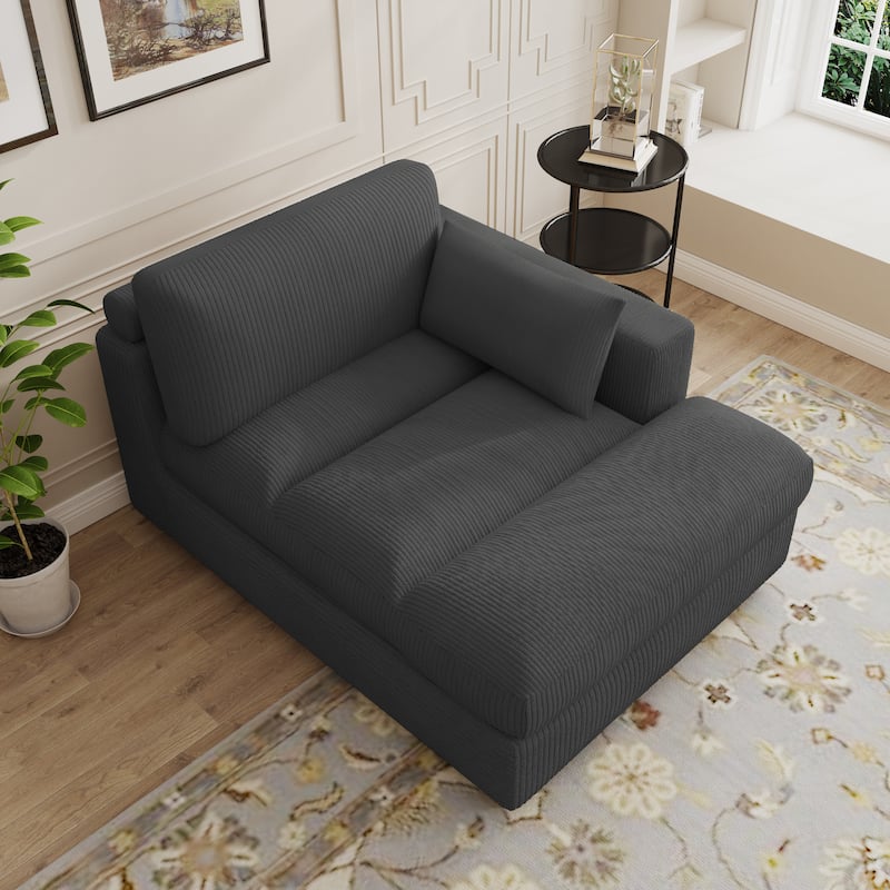Modern Corduroy L-Shaped Sofa Chaise Lounge Couch