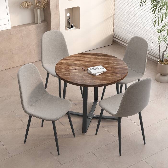 Modern Upholstered Cover Dining Chair for Kitchen, Set of 4 - N/A - Set of 4 - Light Grey
