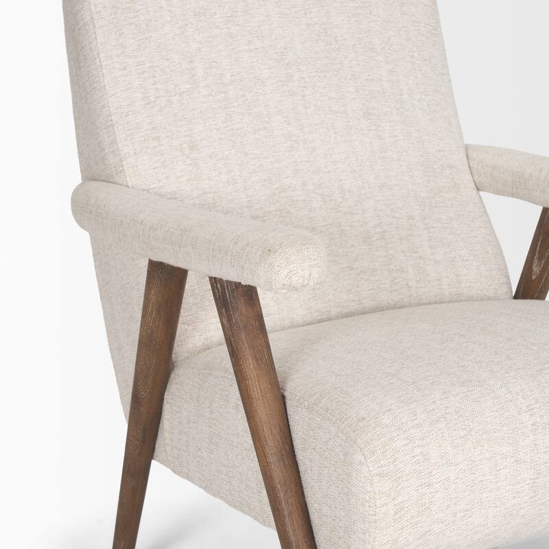 Nico Oatmeal Upholstered w/ Brown Wood Accent Chair - 26.0L x 31.9W x 32.3H