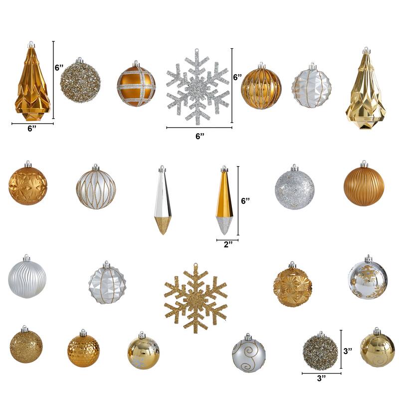 52ct Bronze Shatterproof Assorted Christmas Tree Ornament 6" (150mm)