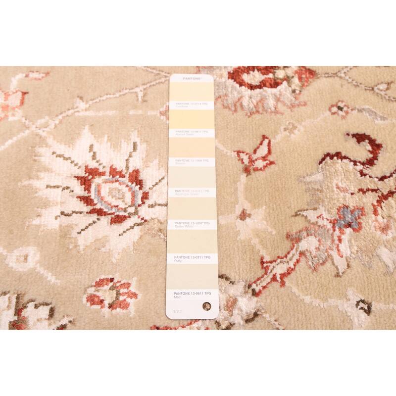 ECARPETGALLERY Hand-knotted Mirzapur Light Khaki Silk, Wool Rug - 5'6 x 7'11