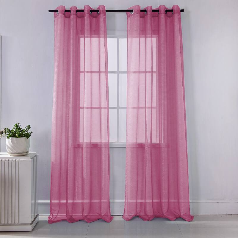 Lonnie Metallic Stripe Sheer Window Curtain Panel 90 inch