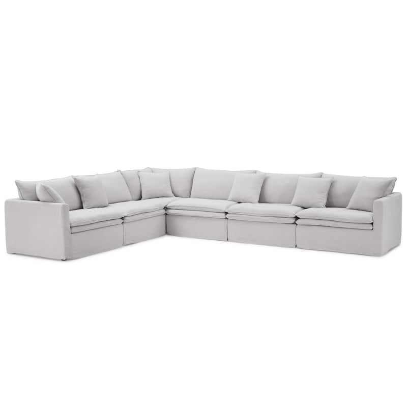 Furniture of America Caspian 6-Seater FSC & OEKO TEX Sectional Sofa with Feather Blend Cushions