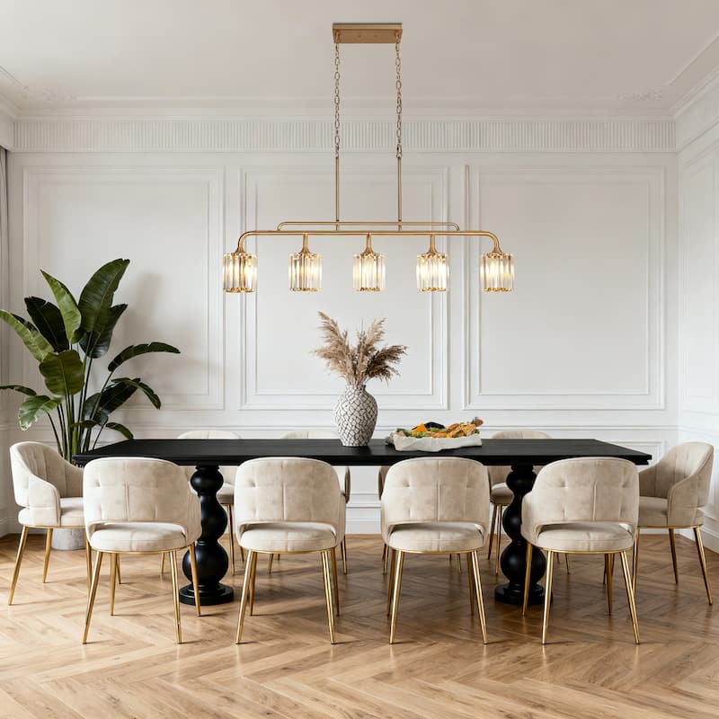 Modern 5-Light Crystal Chandeliers 47 IN Wide Island Lights for Kitchen Island