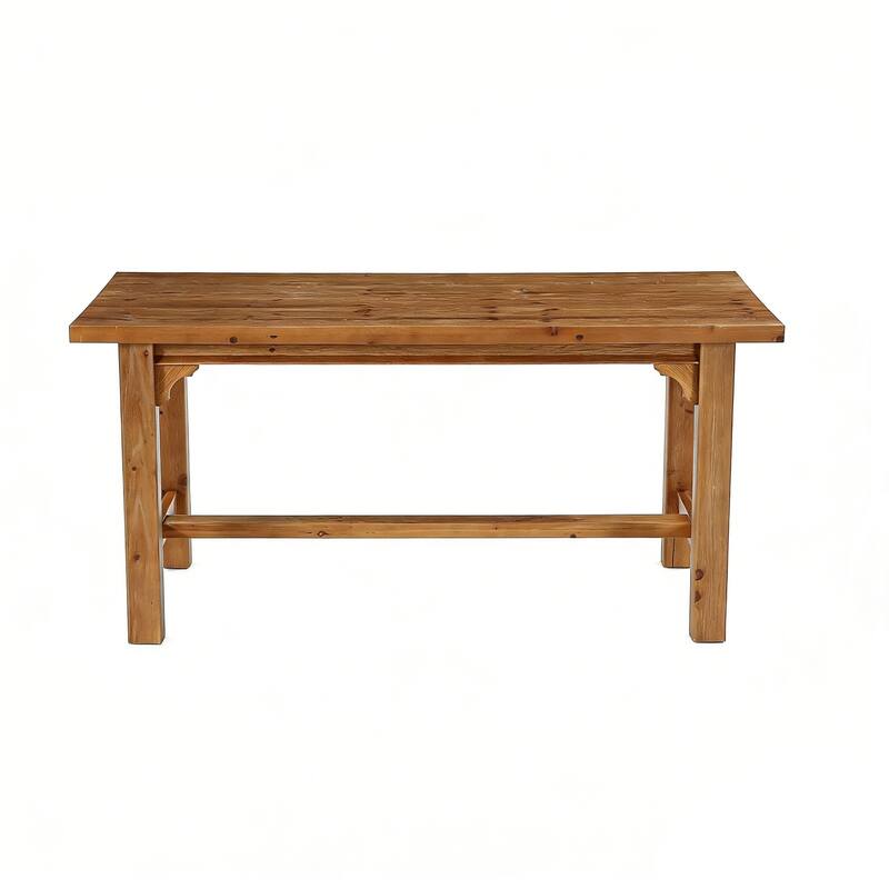 63" Solid Wood Executive Desk with Foot Bar, Farmhouse Home Office Workstation