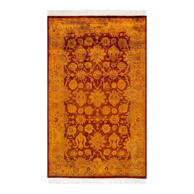 Overton Hand Knotted Wool Vintage Inspired Modern Contemporary Overdyed Gold Area Rug - 3' 2" x 5' 1"