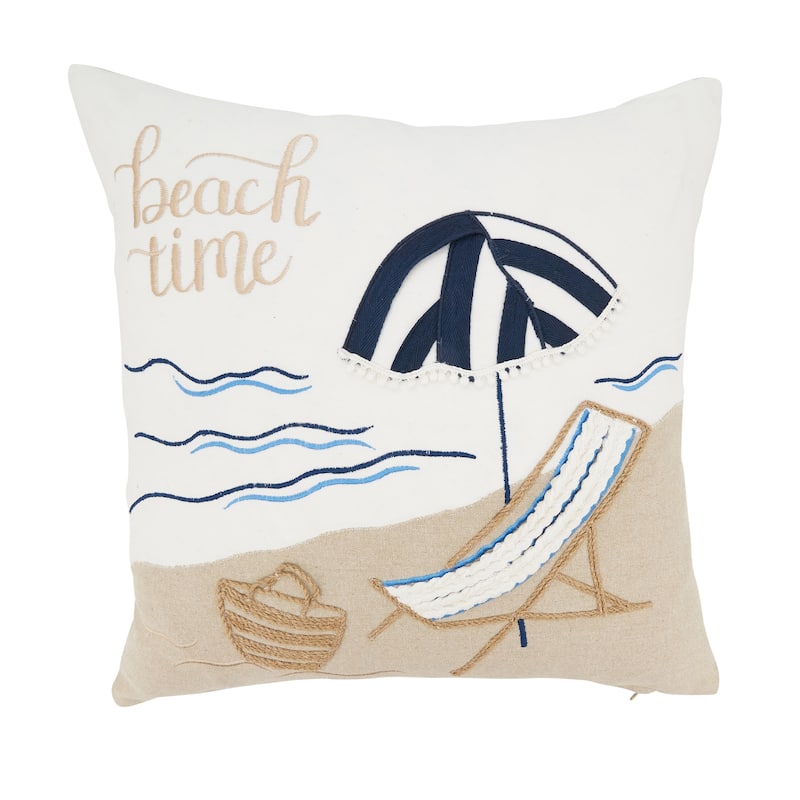 Beachy Daydreams Throw Pillow - 18"x18" - Feather Down - Natural