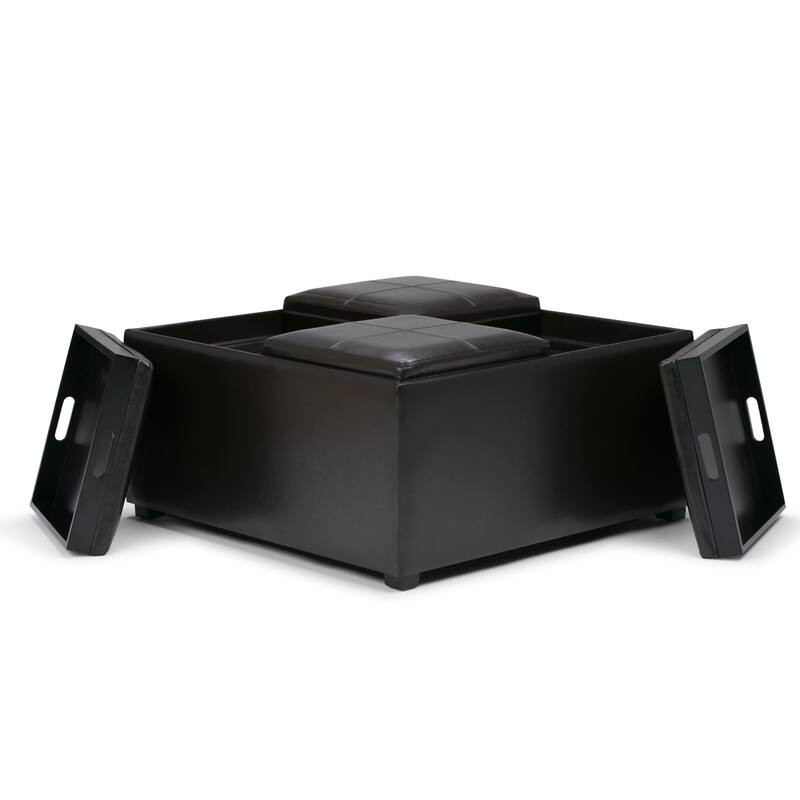 Square Coffee Table Storage Ottoman for Living Room
