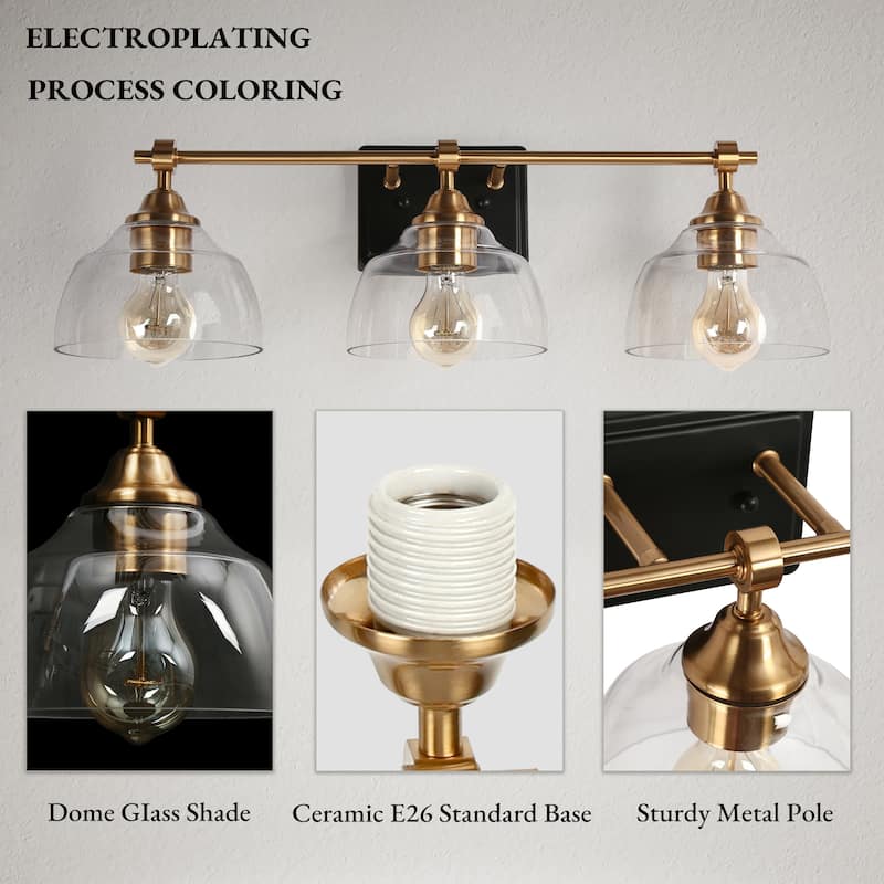 Modern Farmhouse 1/3/4-Light Gold Black Bathroom Vanity Light Glass Wall Sconces