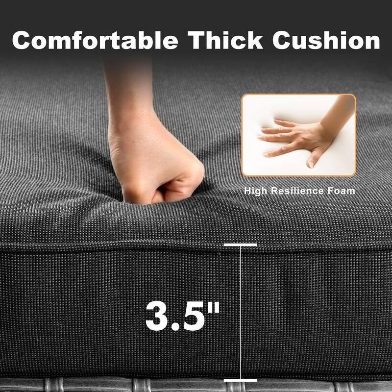 OVIOS 5 Piece Outdoor Wicker Loveseat Rocking Chair Set