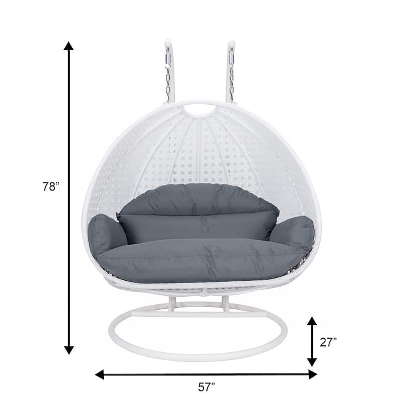 Egg Shaped 2-Person Swing Chair Set with Iron Stand Removable and Washable Cushion for Indoor Outdoor - Dark Grey
