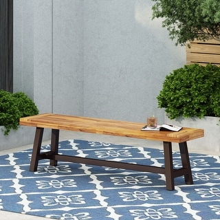 Carlisle Outdoor Acacia Wood Dining Bench by Christopher Knight Home
