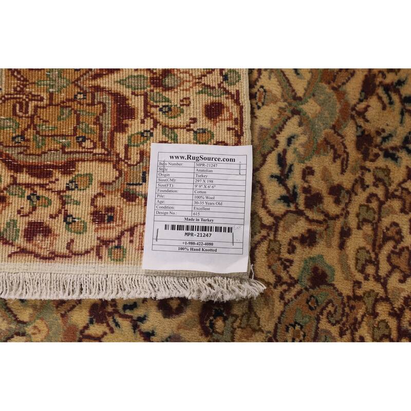 Anatolian Turkish Vintage Rug Hand-Knotted Living Room Wool Carpet - 6'6" X 9'9"