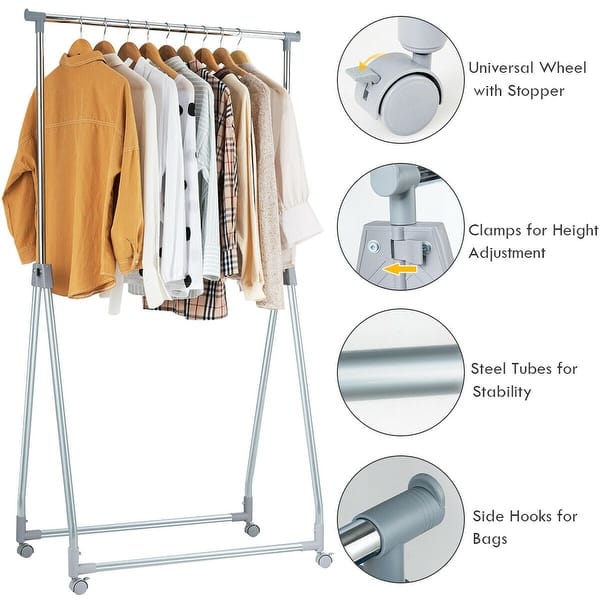 Shop Extendable Foldable Heavy Duty Clothing Rack With Hanging Rod