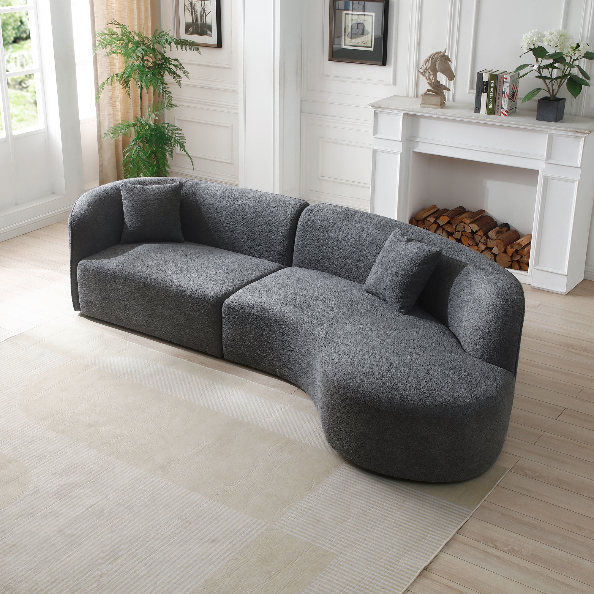 Curved couch store with chaise