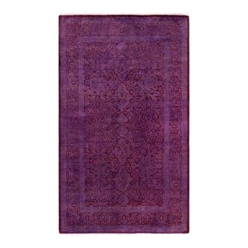 Overton Hand Knotted Wool Vintage Inspired Modern Contemporary Overdyed Pink Area Rug - 3' 2" x 5' 3"