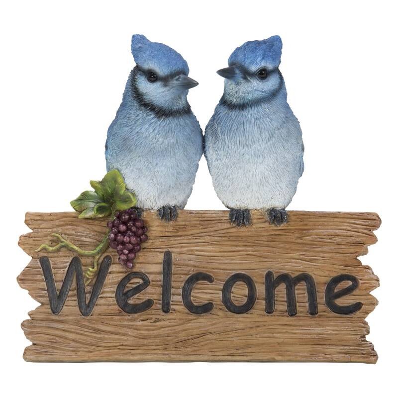 7" Paired Sitting Jays Outdoor Welcome Sign