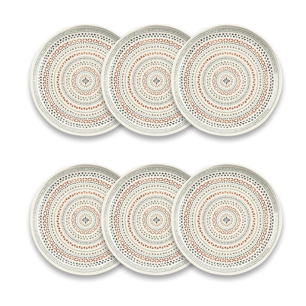 Abode Homewares by TarHong Desert Mandala Salad Plate, Planta Matte, 8.5 x 0.7" , Set of 6