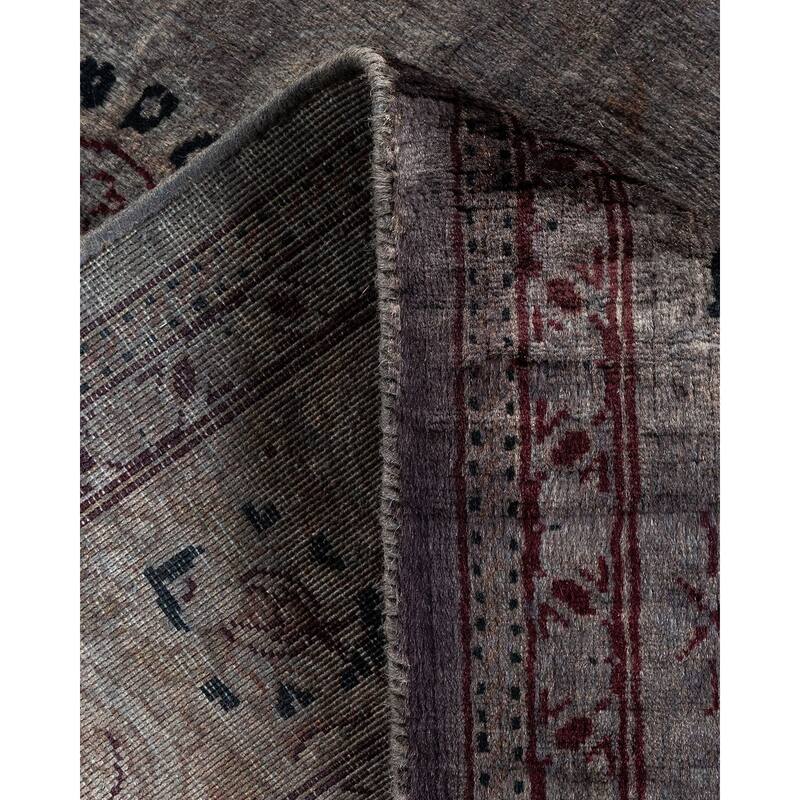 Overton Hand Knotted Wool Vintage Inspired Modern Contemporary Overdyed Gray Runner Rug - 2' 6" x 11' 6"