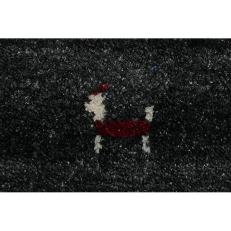 Hand Knotted Oriental 100% Wool Carpet Tribal Animal Pictorial Greys & Charcoal Gabbeh Area Rug - 8' 0'' X 8' 2''