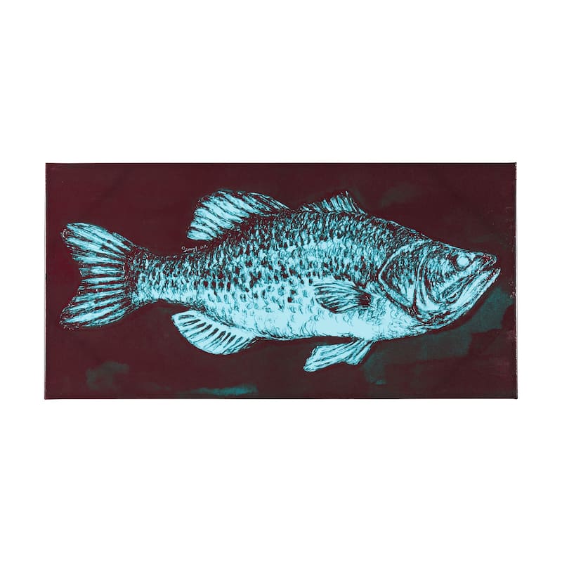 Largemouth Bass Turquoise (30 x 60) Canvas Art Print - Large
