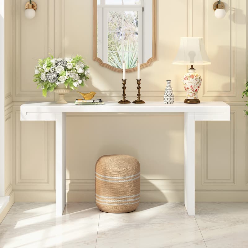 60" Long Sofa Side Table Console Table Entryway Table Accent Table for Living Room Hallway - White