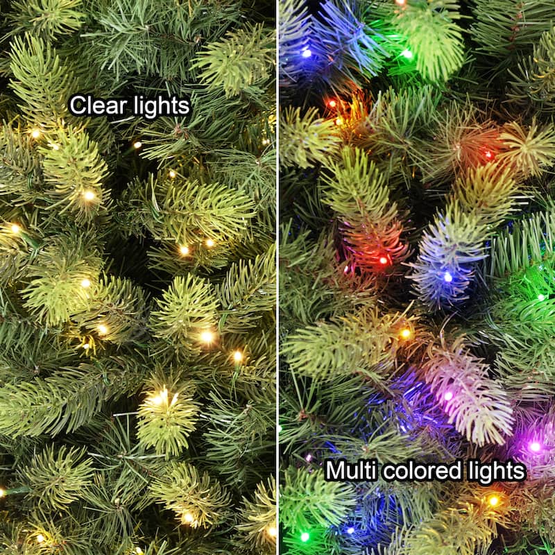 Puleo International 7.5' Pre-Lit Artificial Kensington Fir Slim Tree with 900 Dual-Color LED Lights
