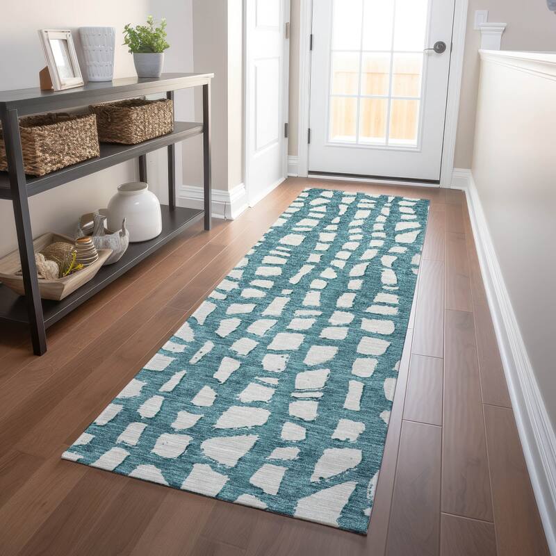 Premium Washable Super Soft Contemporary Cobble Mayfield Rug - Teal - 2' 3" x 7' 6"