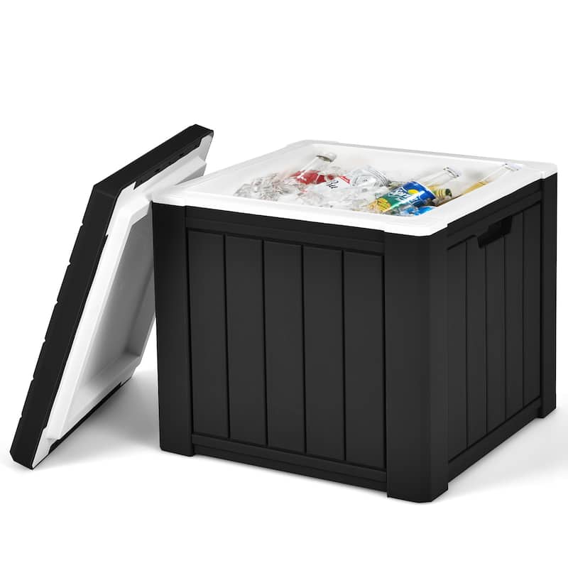10Gallon Ice Cooler w/ Built-in Handles and Detachable Lid Brown\Black - Black