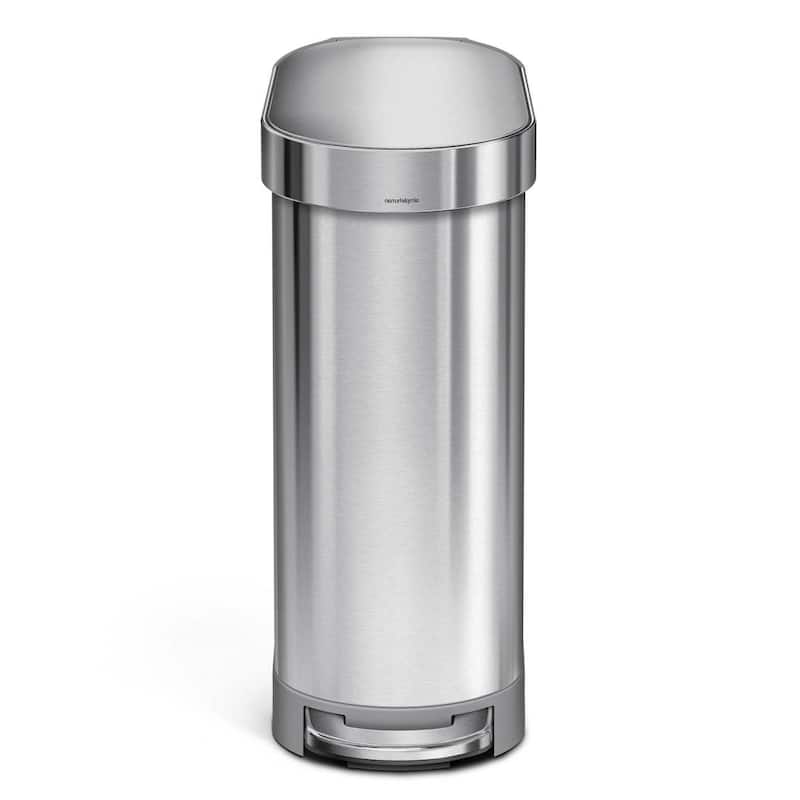 Steel 12-Gallon Narrow Kitchen Trash Can with Step On Lid