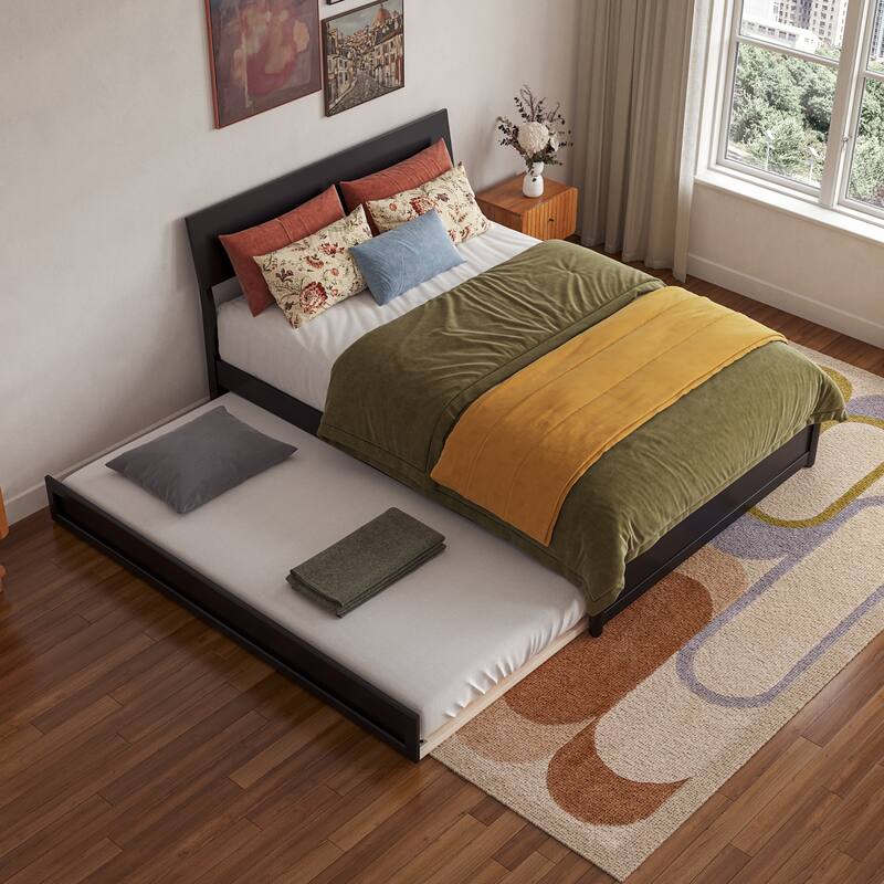 Norla Wood Platform Bed with Trundle