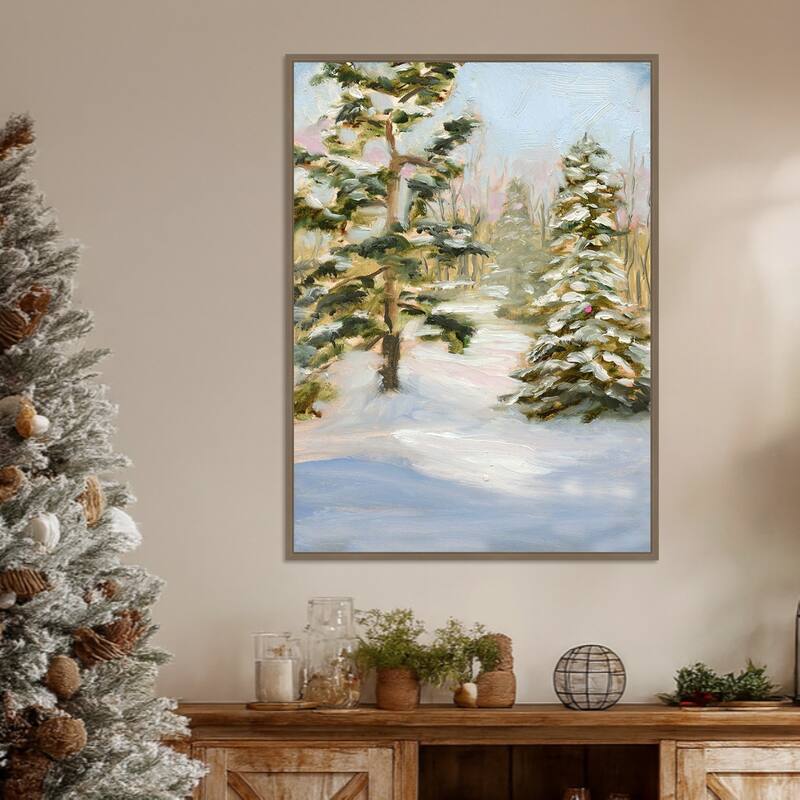 Trees in Winter by Sandra Iafrate Framed Canvas Wall Art Print - Sylvie Dark Gold