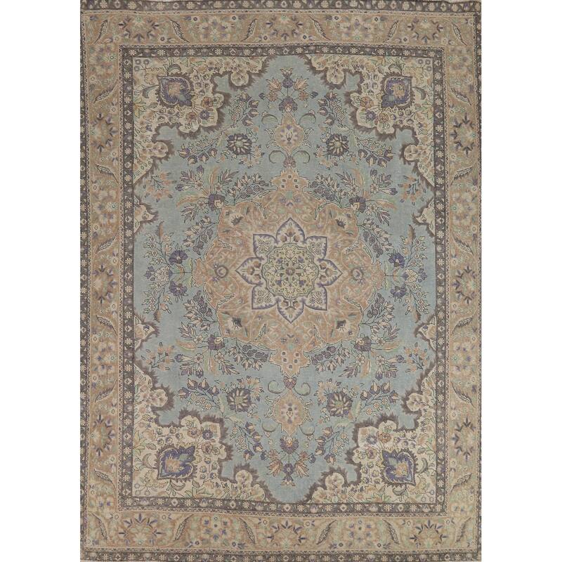 Medallion Tabriz Persian Vintage Rug Oriental Handmade Wool Carpet - 9'3" x 12'4"