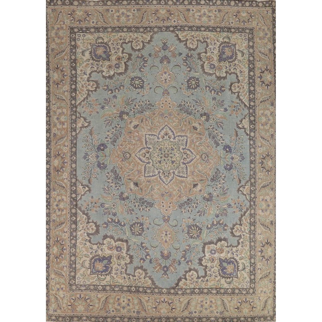 Medallion Tabriz Persian Vintage Rug Oriental Handmade Wool Carpet - 9'3" x 12'4"