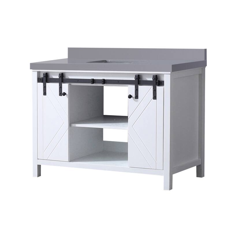 Marsyas 48 in W x 22 in D Dark Grey Bath Vanity and Carrara Marble Countertop